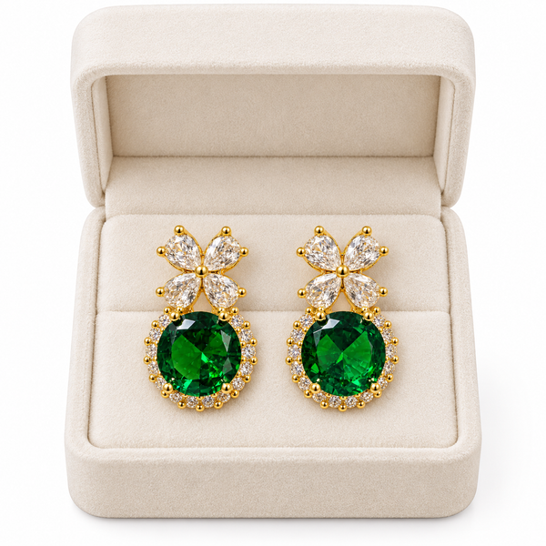 Emerald Crystal Halo Earring