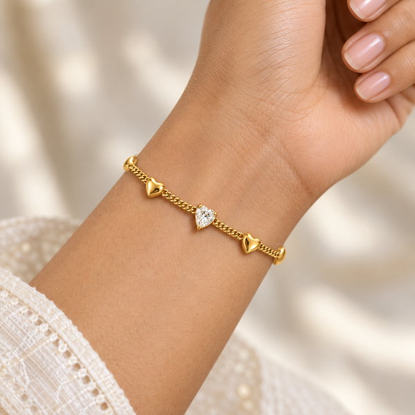 Crystal Gold Heart Bracelet