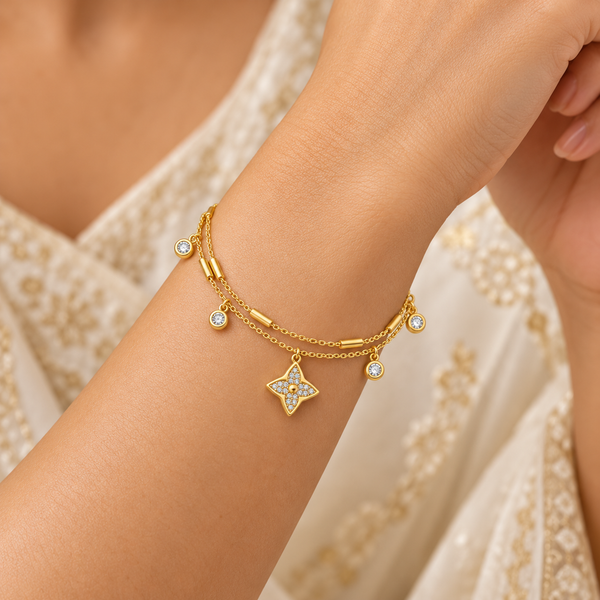 Dual Layer Leaf Clove Bracelet