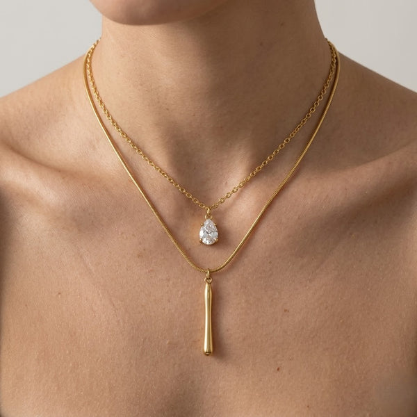 Layer Long Tassel Crystal Necklace