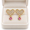 Studded Heart Pink Accent Earring