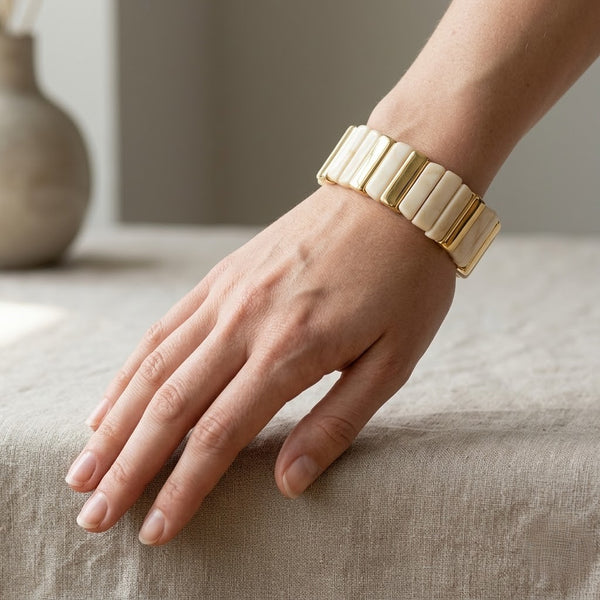 Viral Stackable Bar Bracelet - Creme