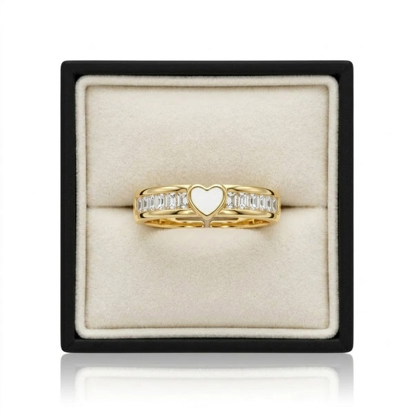 White Heart Slimline Ring