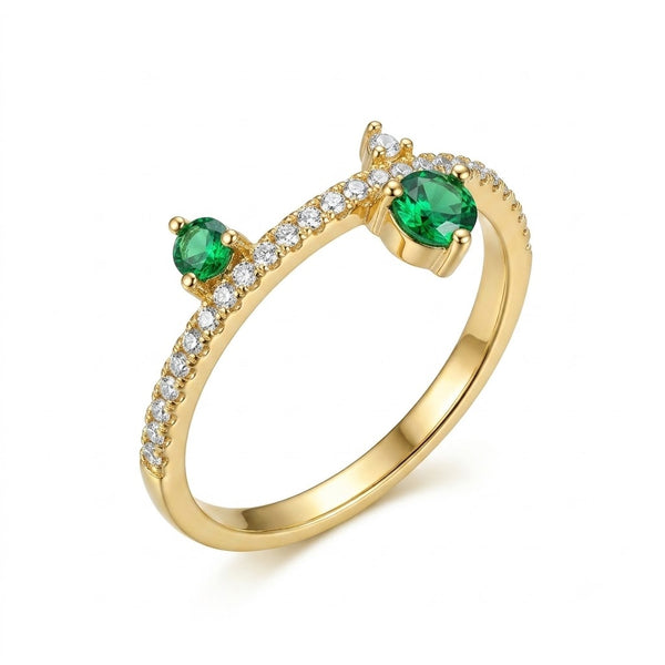 Emerald Crystal Gem Stud Ring