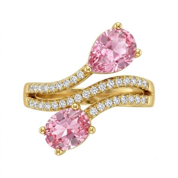 Pink Wave Studded Ring