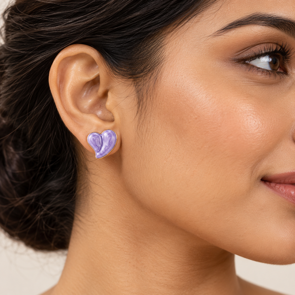 Glazed Lavi Heart Earrings