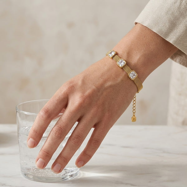 Crystal Cube Mesh Bracelet