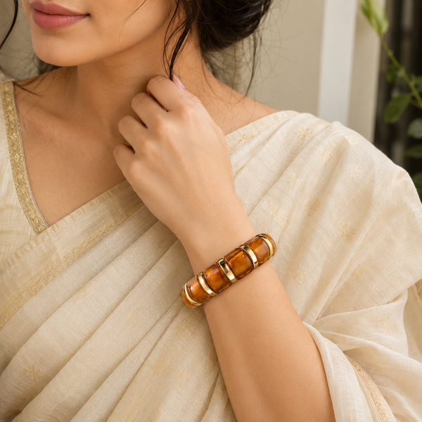Resin Tube Stretchable Bracelet - Dark Brown
