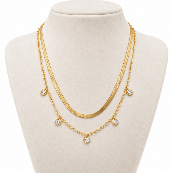 Dual Layer Crystal Chime Necklace