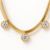 Disc Crystal Snake chain Necklace