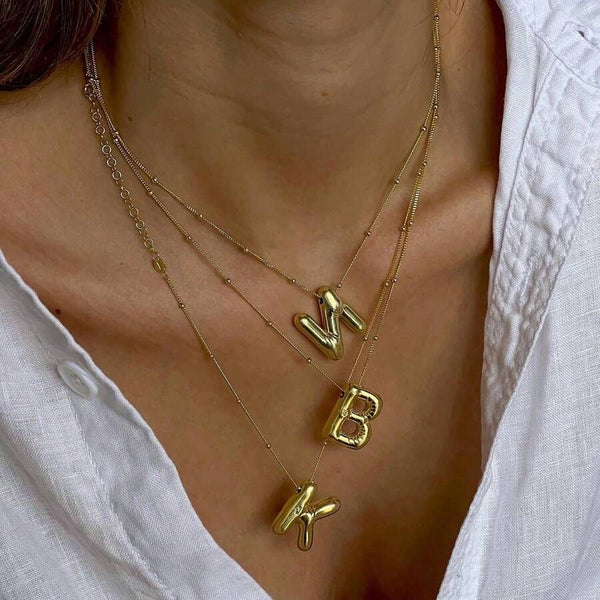 Viral Gold Bubble Letters Necklace