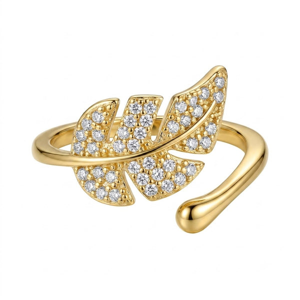 Studded Leaf Ring