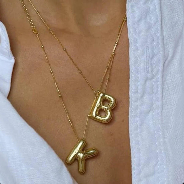 Viral Gold Bubble Letters Necklace