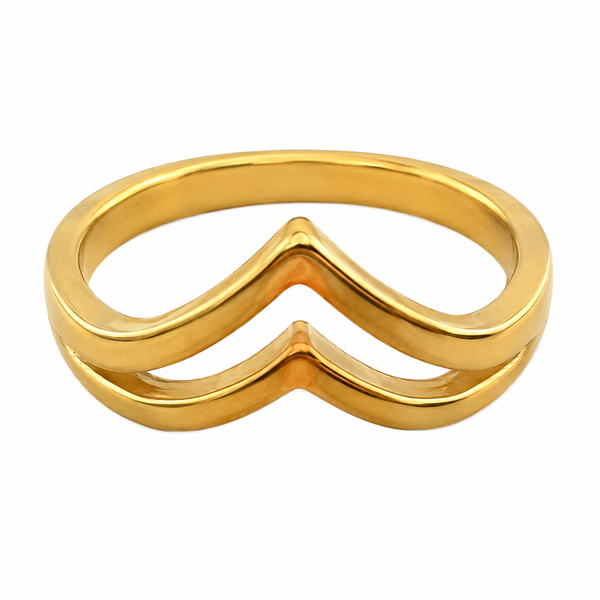 Dual V Plain Gold Ring