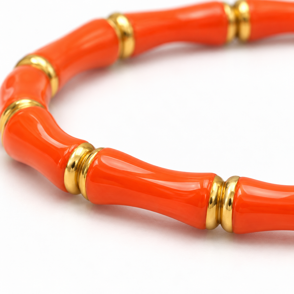 Orange Bamboo Bracelet