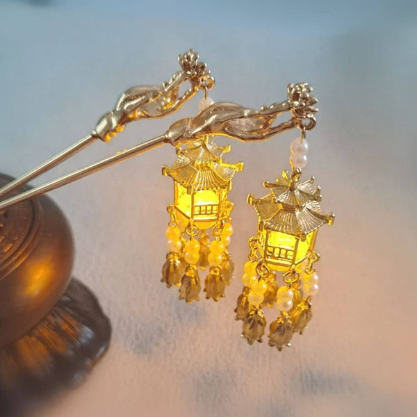 Retro Glowing Lantern Hairpin hair clip – alternate angle