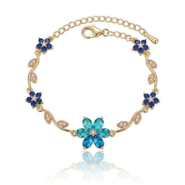 Blue Flower Chain Bracelet