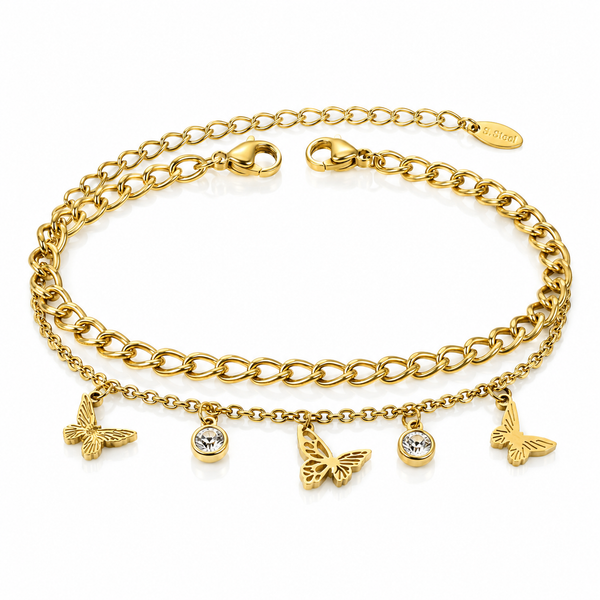 Mini Butterflies Dual Chain Bracelet
