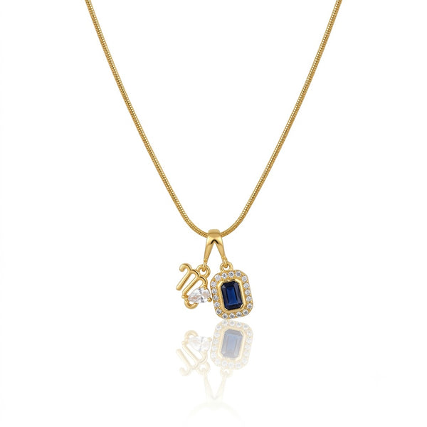 Sapphire Charm Sign Necklace