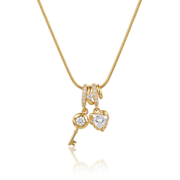 Heart Key Charm Necklace