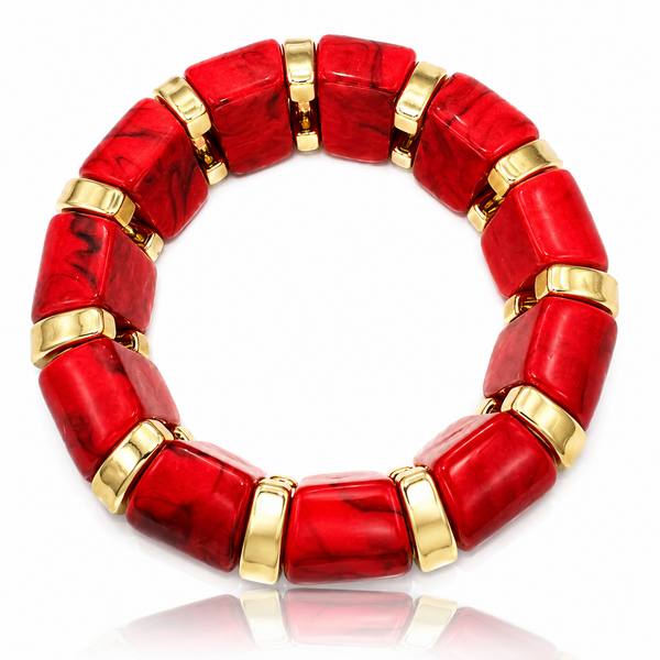 Resin Tube Stretchable Bracelet - Maroon