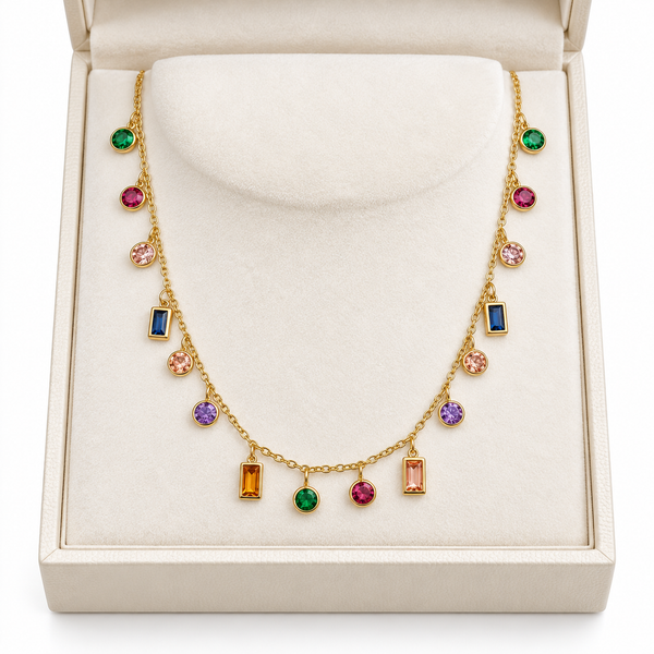 Multicolour Rectangle Chimes Necklace