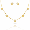Gold Mini Flower Necklace with Earrings