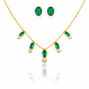 Emerald Oval Crystal Neckalce with earrings