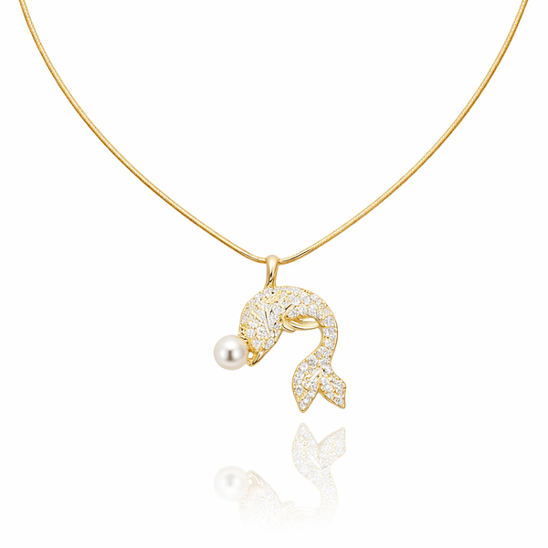 Rhinestone Studded Dolphin Necklace