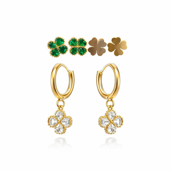 Green Clover Theme Earring Set