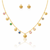 Rainbow Stone Shell Necklace with Earrings