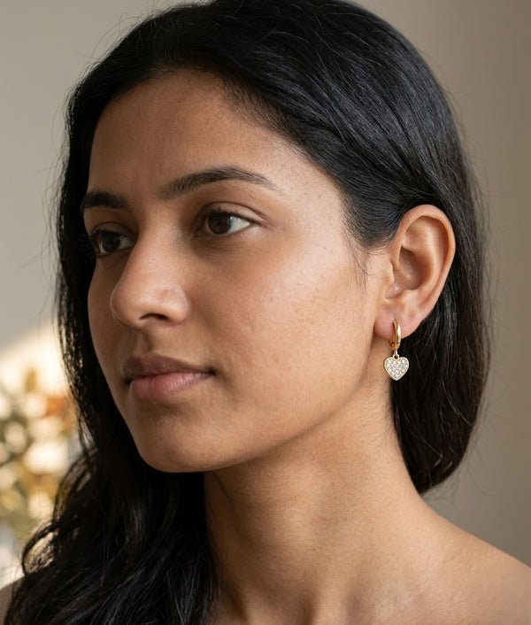 Halo Heart Dangle Earrings