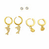 Dolphin shell crystal earring set
