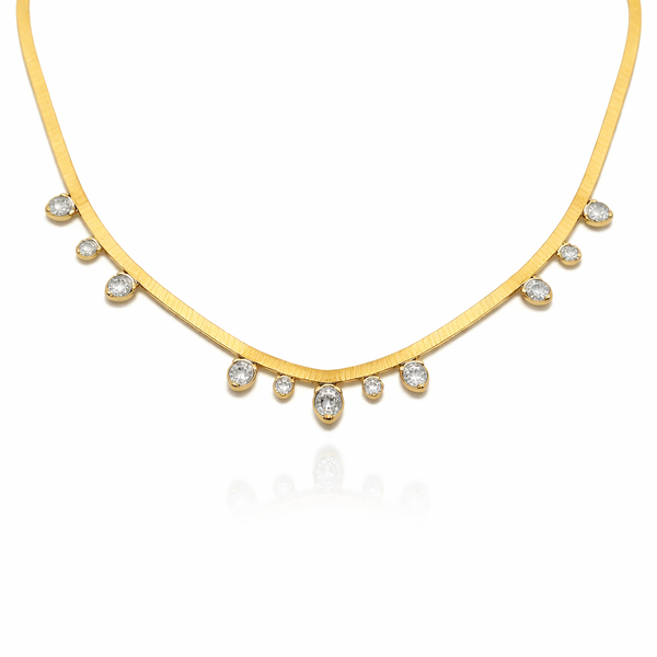 Snake Chain Heart Drop Charm Necklace