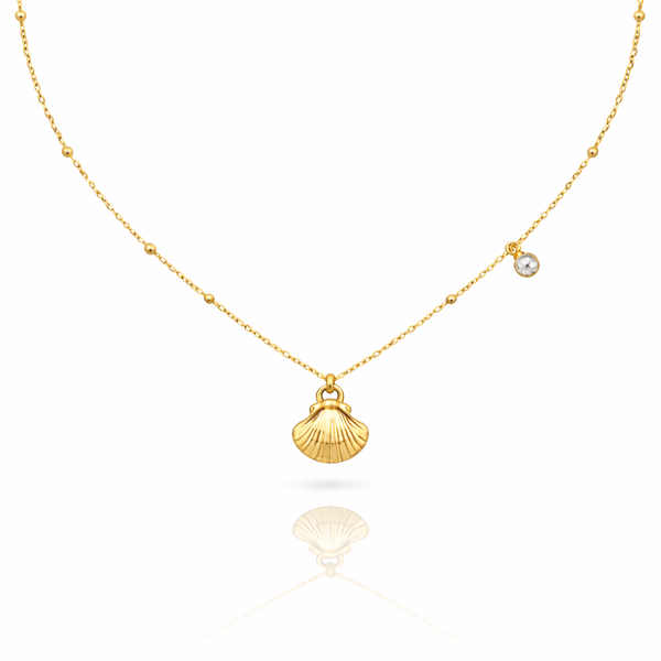 Gold Shell Pearl Necklace