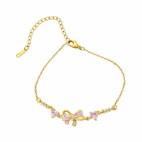 Pink Crystal Bow Bracelet