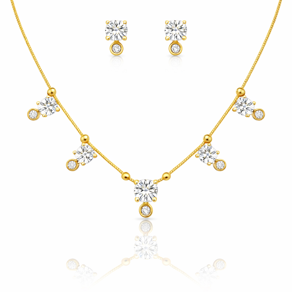 Radiant Circle Charm Necklace with Earrings
