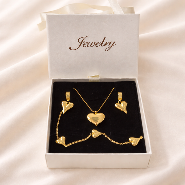 All hearts Bracelet Earring Necklace Combo