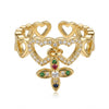 Heart Link Cross Charm Ring