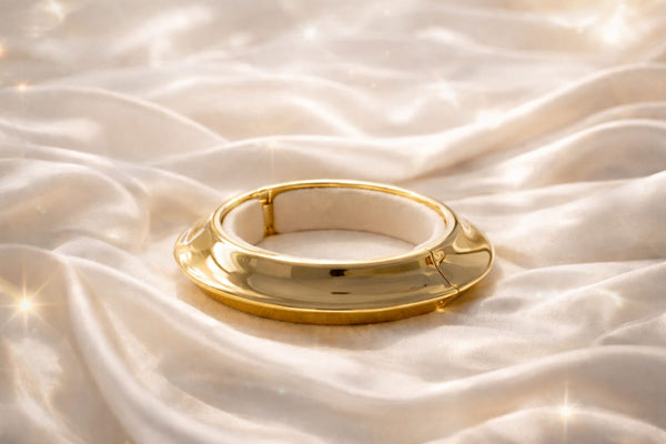 Onyx Gold Plated Bracelet Bangle