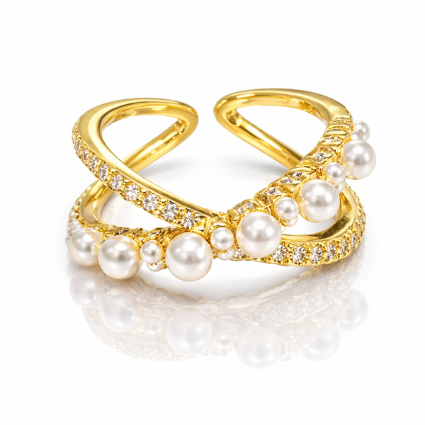 Pearl Stud cross Ring