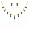 Emerald Rectangular Crystal Necklace with Earrings