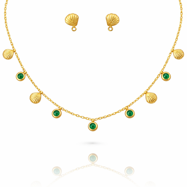 Shell Stone Necklace with Earrings