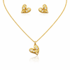 Crystal Studded Heart Necklace with Earrings