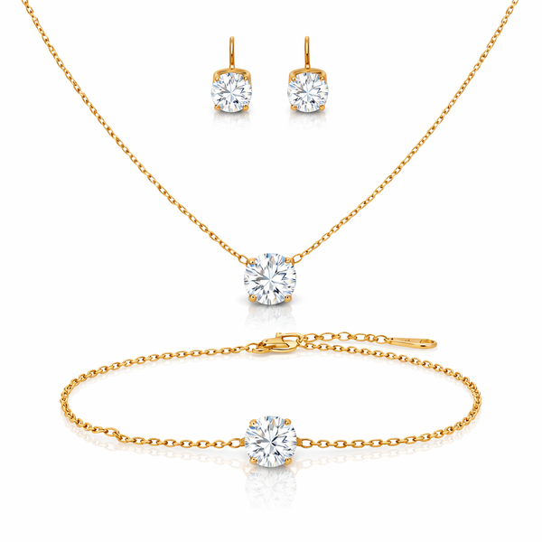 Solitaire Crystal Bracelet, Necklace and Earrings Set
