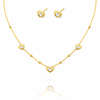Tiny Stone Heart Necklace with Earrings
