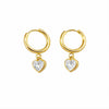 Heart charm Dangle Hoop Earrings