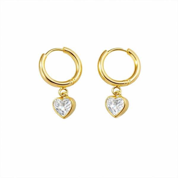 Heart charm Dangle Hoop Earrings