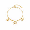 Bow heart charm link chain Bracelet