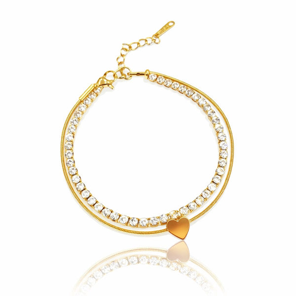 Double chain nene heart bracelet